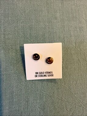 Gold Smile Face Stud Earrings - 18K Gold Vermeil